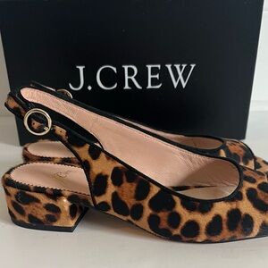 NWOT J. Crew Leopard Print Slingback Sandals